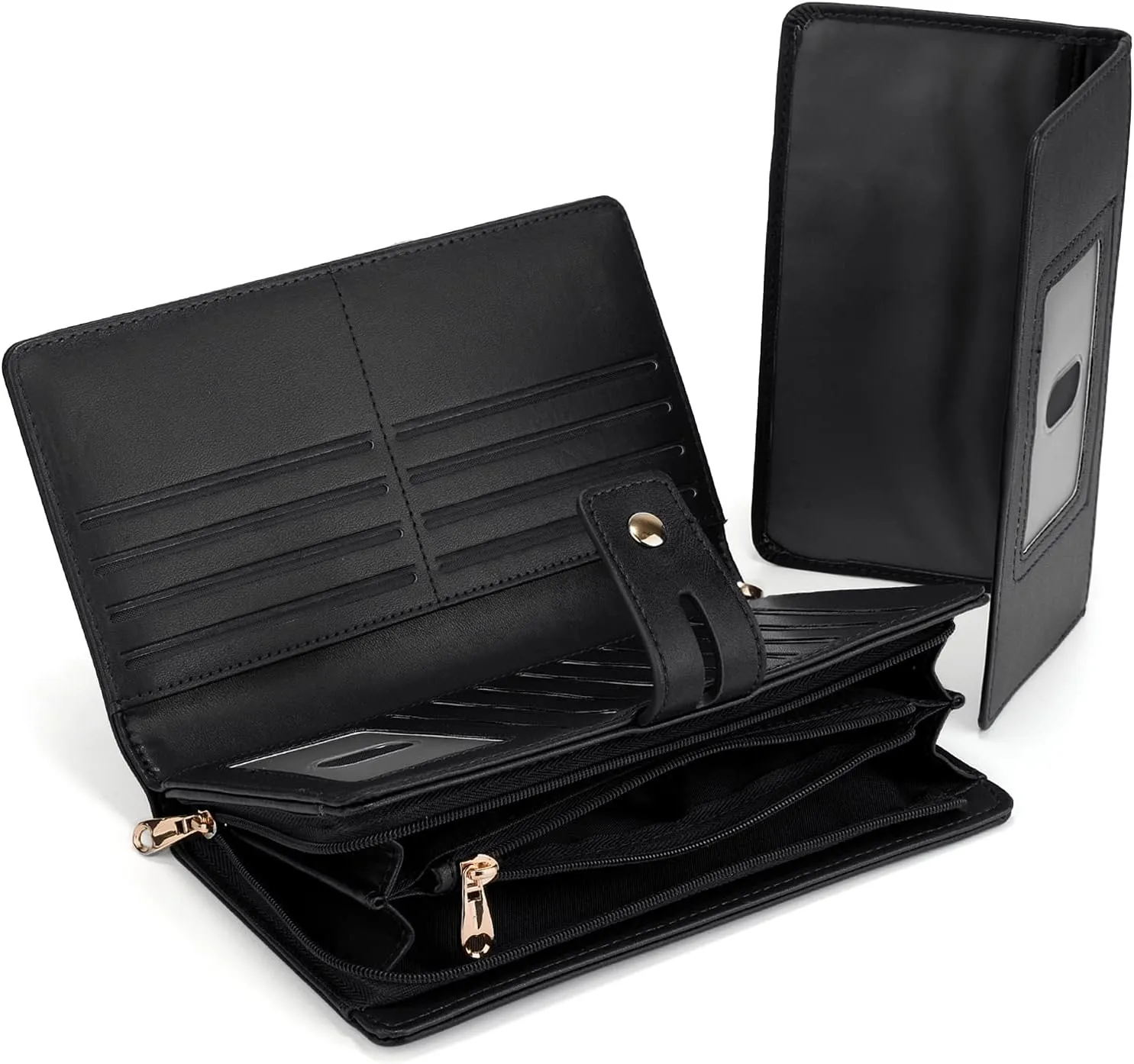 UTO Wristlet Wallet for Women Detachable Checkbook Holder Card Bill Phone Organizer Large Clutch Purse