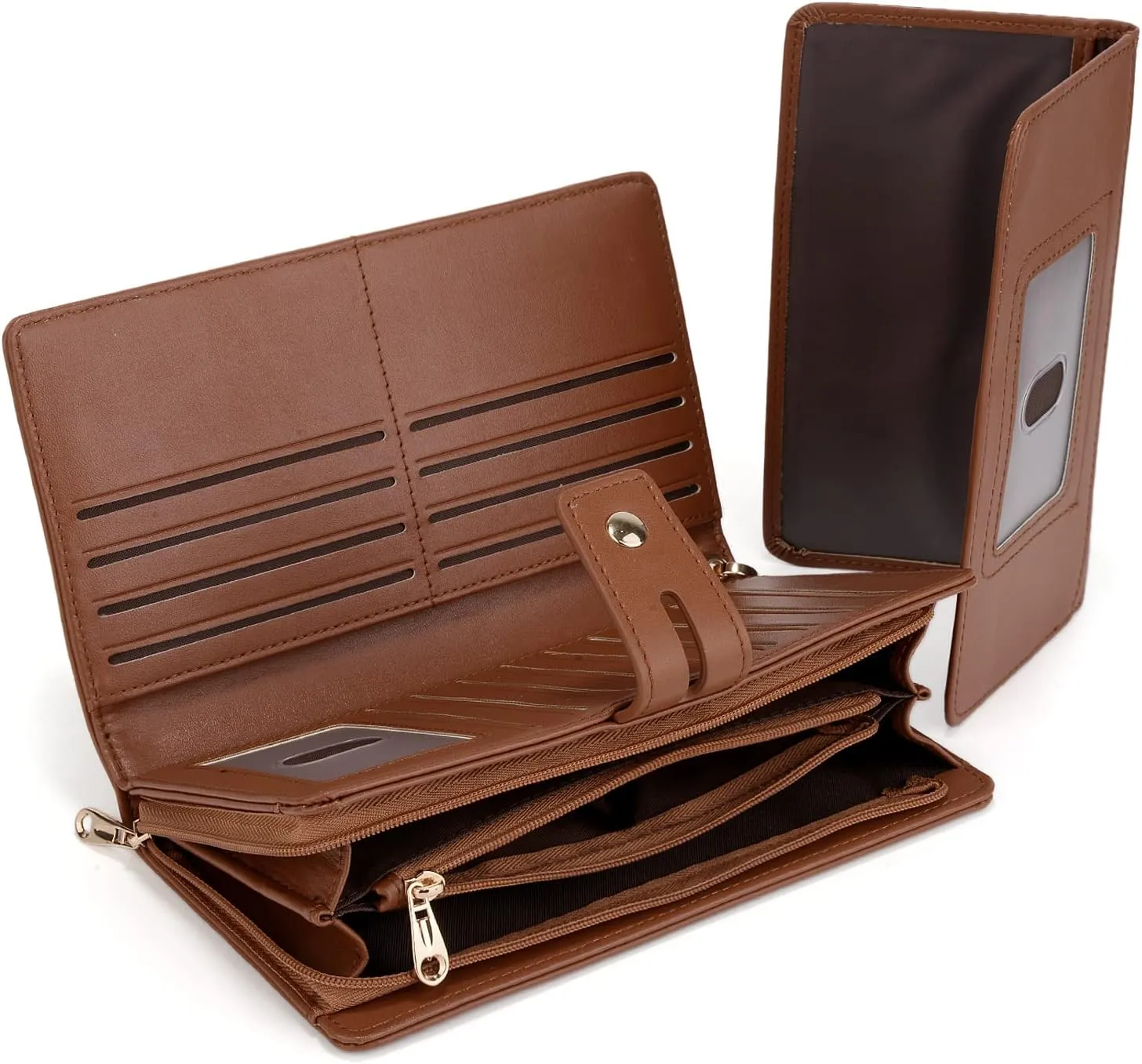 UTO Wristlet Wallet for Women Detachable Checkbook Holder Card Bill Phone Organizer Large Clutch Purse