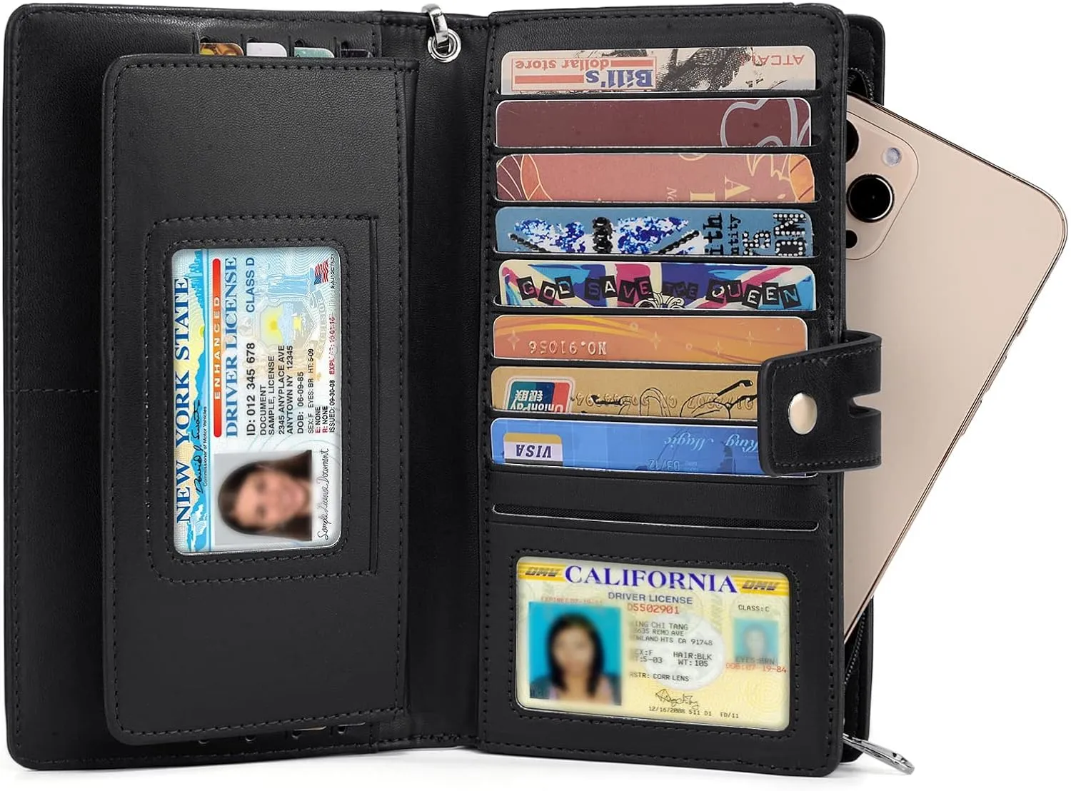 UTO Wristlet Wallet for Women Detachable Checkbook Holder Card Bill Phone Organizer Large Clutch Purse