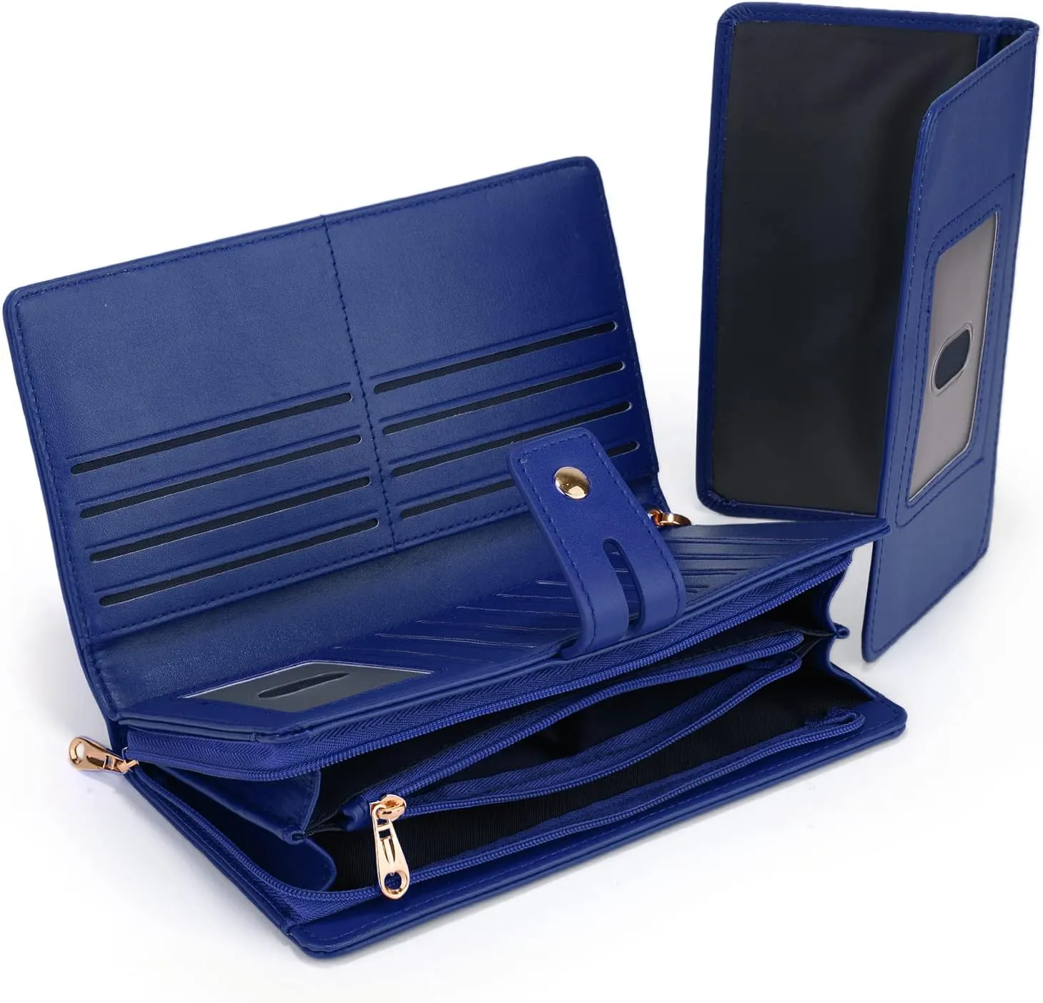 UTO Wristlet Wallet for Women Detachable Checkbook Holder Card Bill Phone Organizer Large Clutch Purse