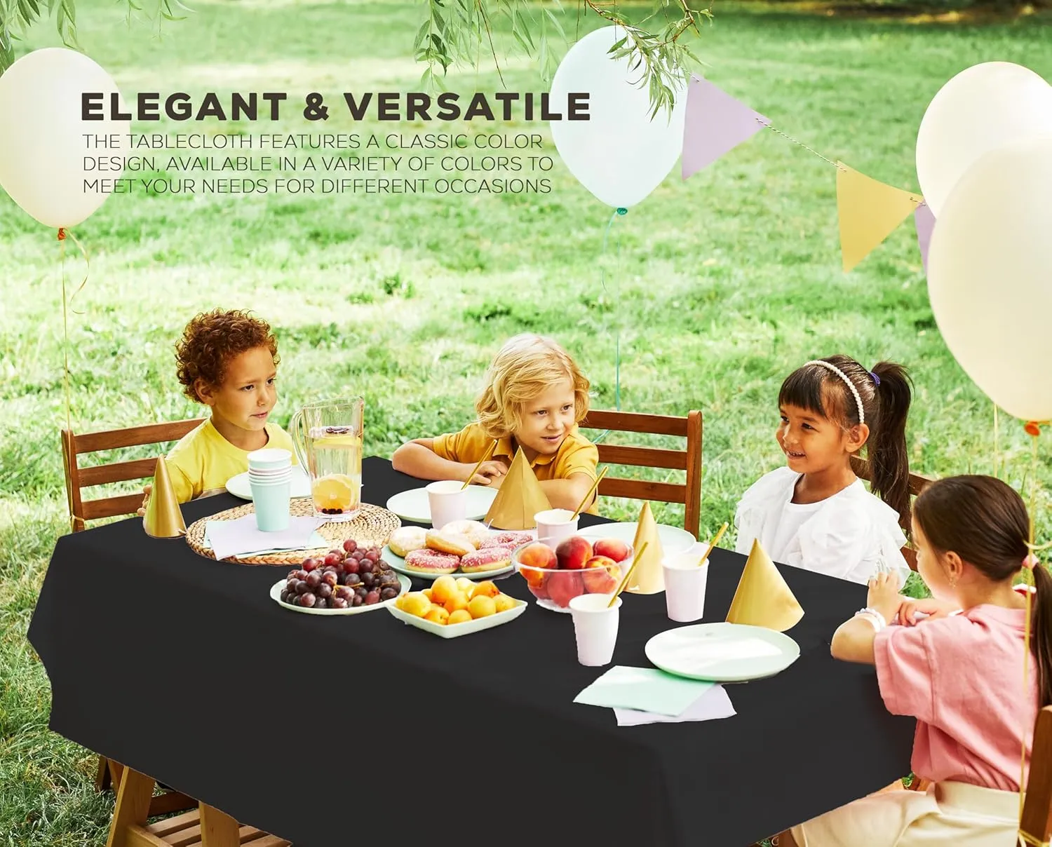 Utopia Kitchen Plastic Table Cloth Disposable (12 Pack - 54x108 Inch) Black Rectangle Tablecloth Waterproof Stain Resistant Party Table Cover