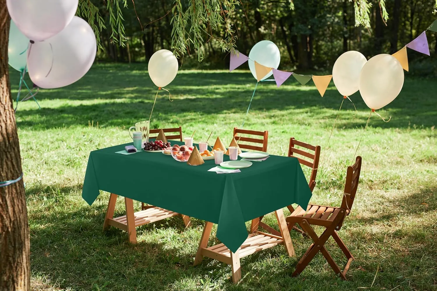 Utopia Kitchen Plastic Table Cloth Disposable (12 Pack - 54x108 Inch) Green Rectangle Tablecloth Waterproof Stain Resistant Party Table Cover