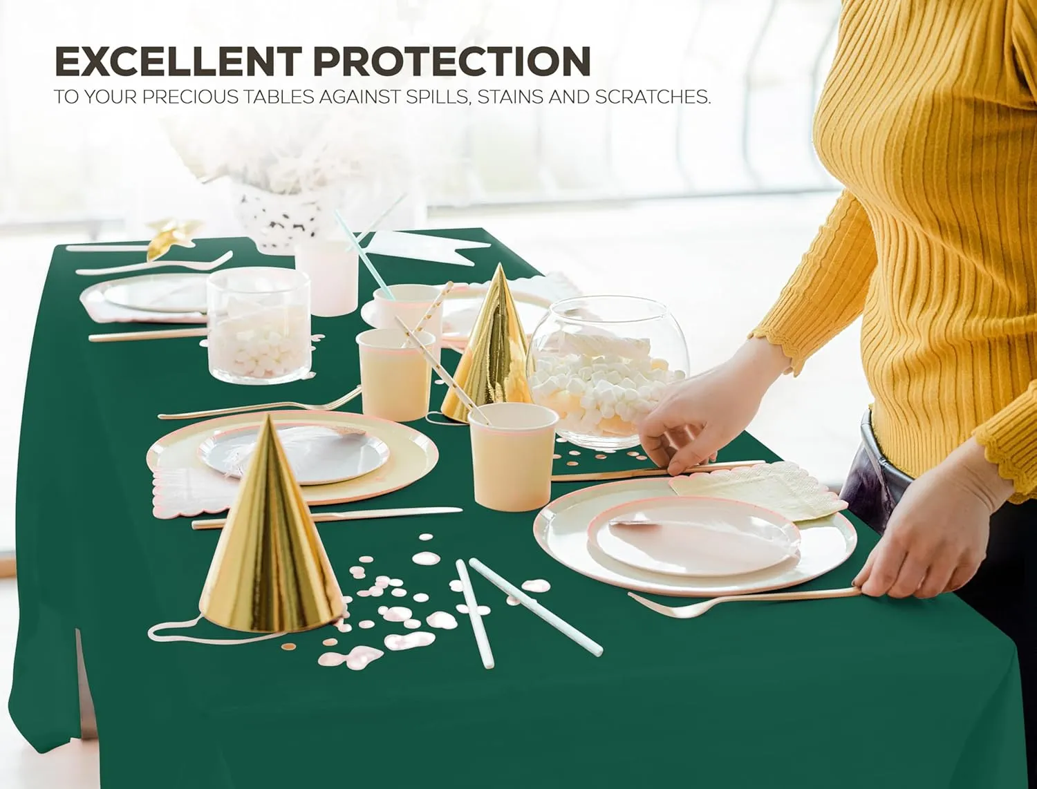Utopia Kitchen Plastic Table Cloth Disposable (12 Pack - 54x108 Inch) Green Rectangle Tablecloth Waterproof Stain Resistant Party Table Cover