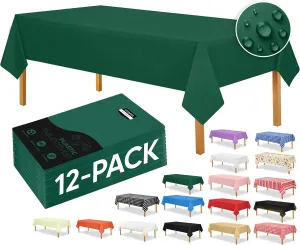 Utopia Kitchen Plastic Table Cloth Disposable (12 Pack - 54x108 Inch) Green Rectangle Tablecloth Waterproof Stain Resistant Party Table Cover