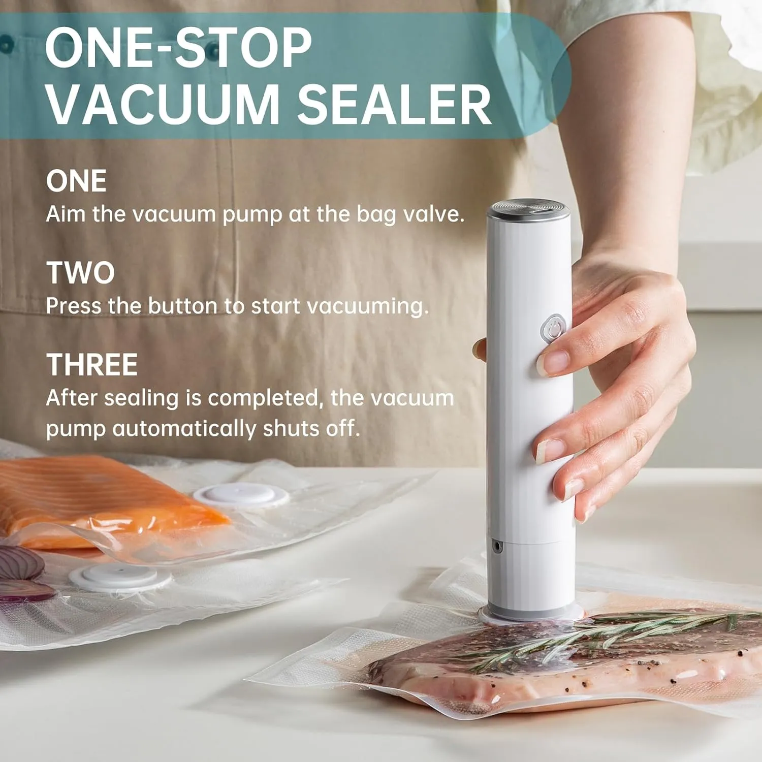 Vacuum Sealer, Handheld Vacuum Sealer for Food, Compact Vacuum Sealer Machine with 12 Reusable Vacuum Bags, Portable Cordless Vacuum Sealer Set for Travel, Fresh & Save Meal Prep Sous Vide