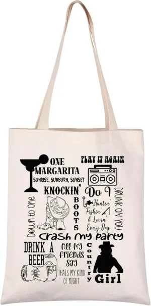 VAMSII Country Music Western Singer Tote Bag Country Music Fans Gift Song Lyrics Canvas Bag (crash my party tote)