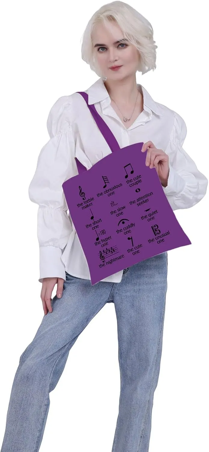 VAMSII Funny Music Note Tote Bag for Teachers, Producers, Lovers - Canvas Band Gift With Musical Note Theme