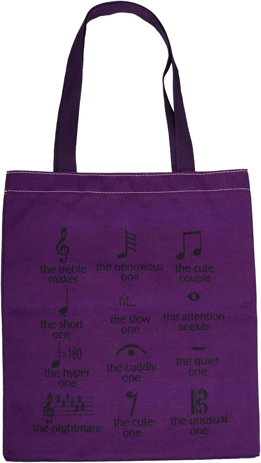 VAMSII Funny Music Note Tote Bag for Teachers, Producers, Lovers - Canvas Band Gift With Musical Note Theme
