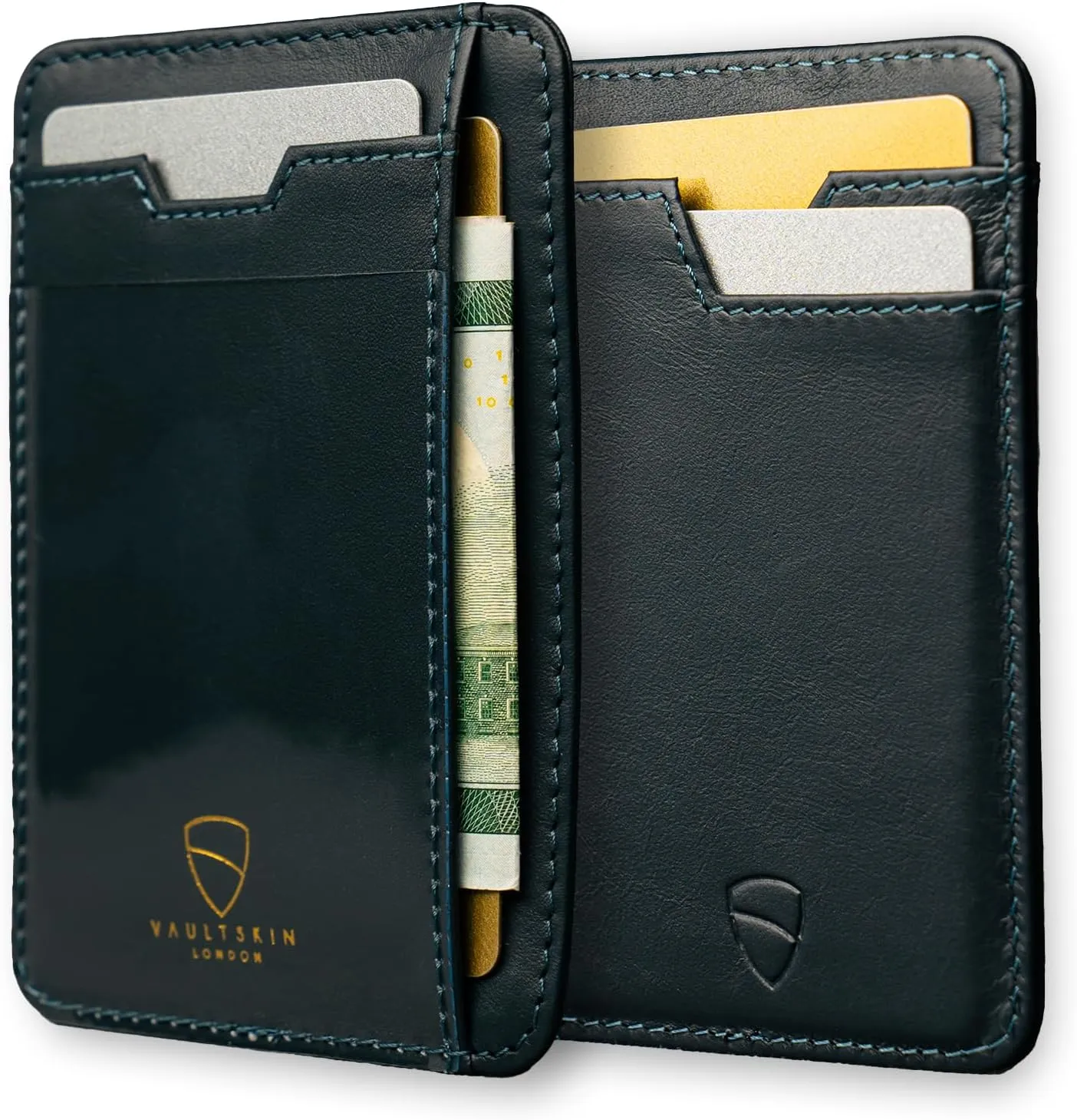 Vaultskin Slim RFID Wallet for Men - Leather Front Pocket Minimalist Card Holder Wallet with ID Window & Gift Box