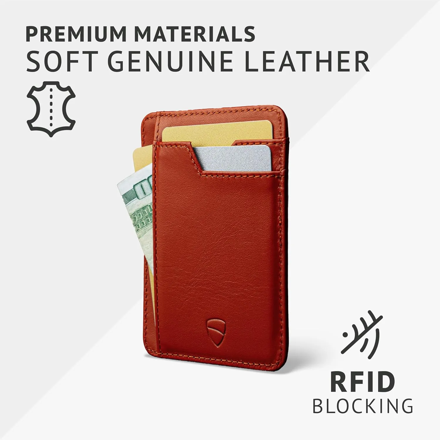 Vaultskin Slim RFID Wallet for Men - Leather Front Pocket Minimalist Card Holder Wallet with ID Window & Gift Box