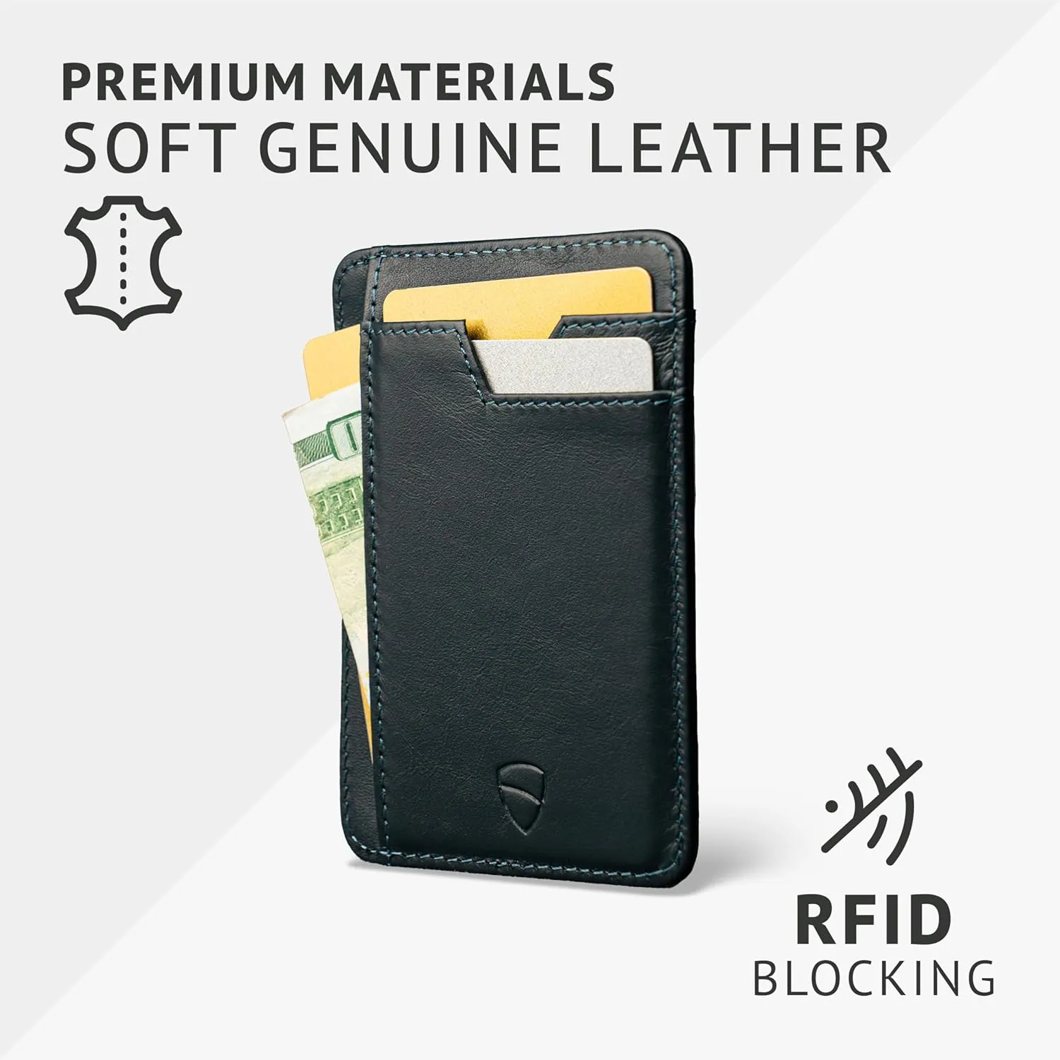 Vaultskin Slim RFID Wallet for Men - Leather Front Pocket Minimalist Card Holder Wallet with ID Window & Gift Box