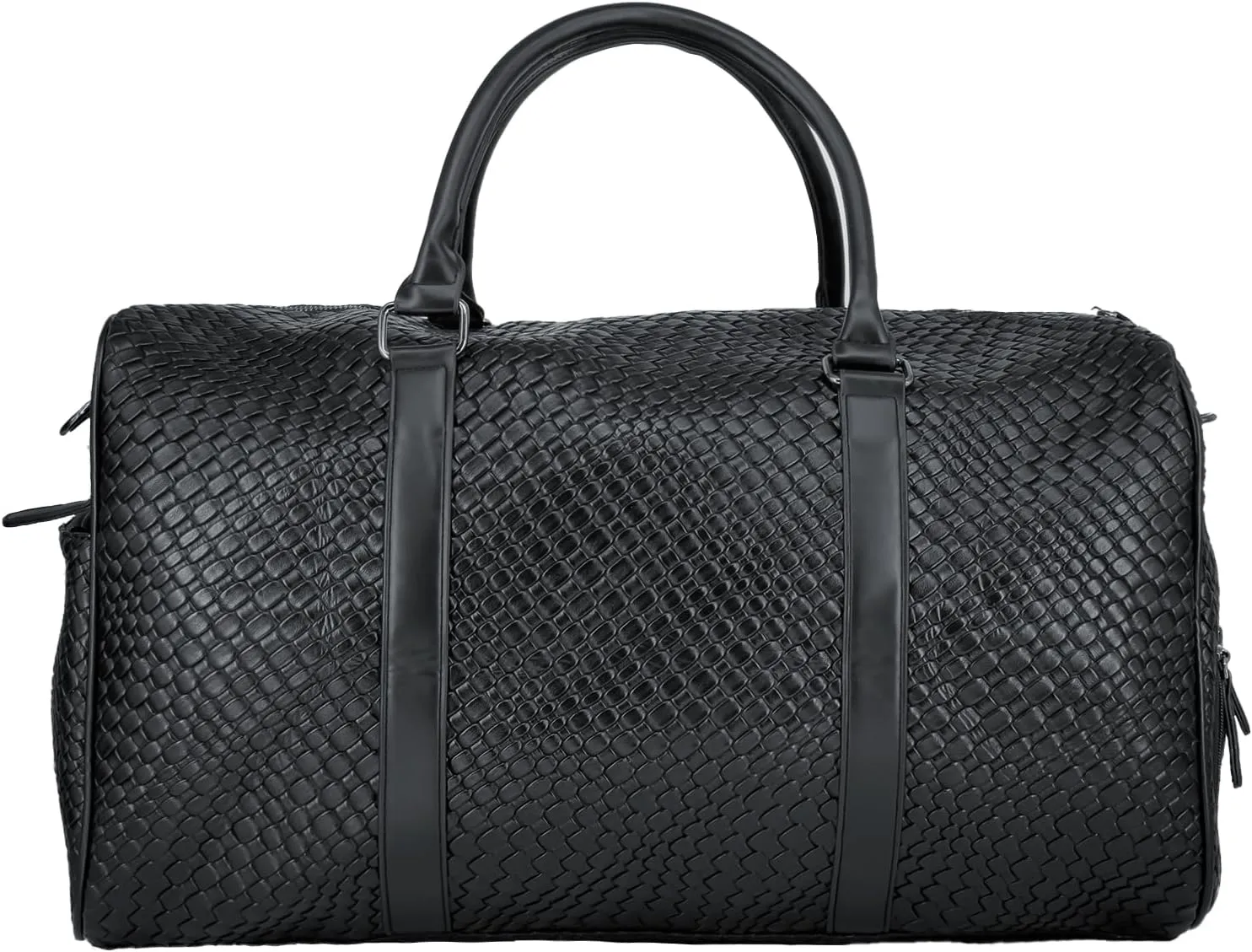 Vegan Leather Large Travel Duffel Tote Bag Carry On Weekender Large Capacity Overnight Bag Black