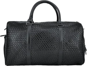 Vegan Leather Large Travel Duffel Tote Bag Carry On Weekender Large Capacity Overnight Bag Black
