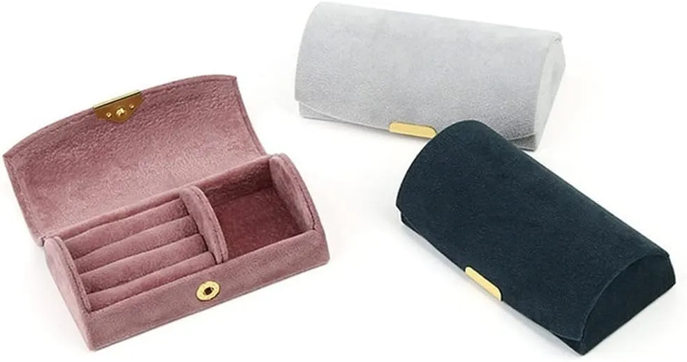 Velvet Travel Jewelry Gifts Box For Ecklace Earrings Storage Case (A 10.2x5.1x3.5cm)