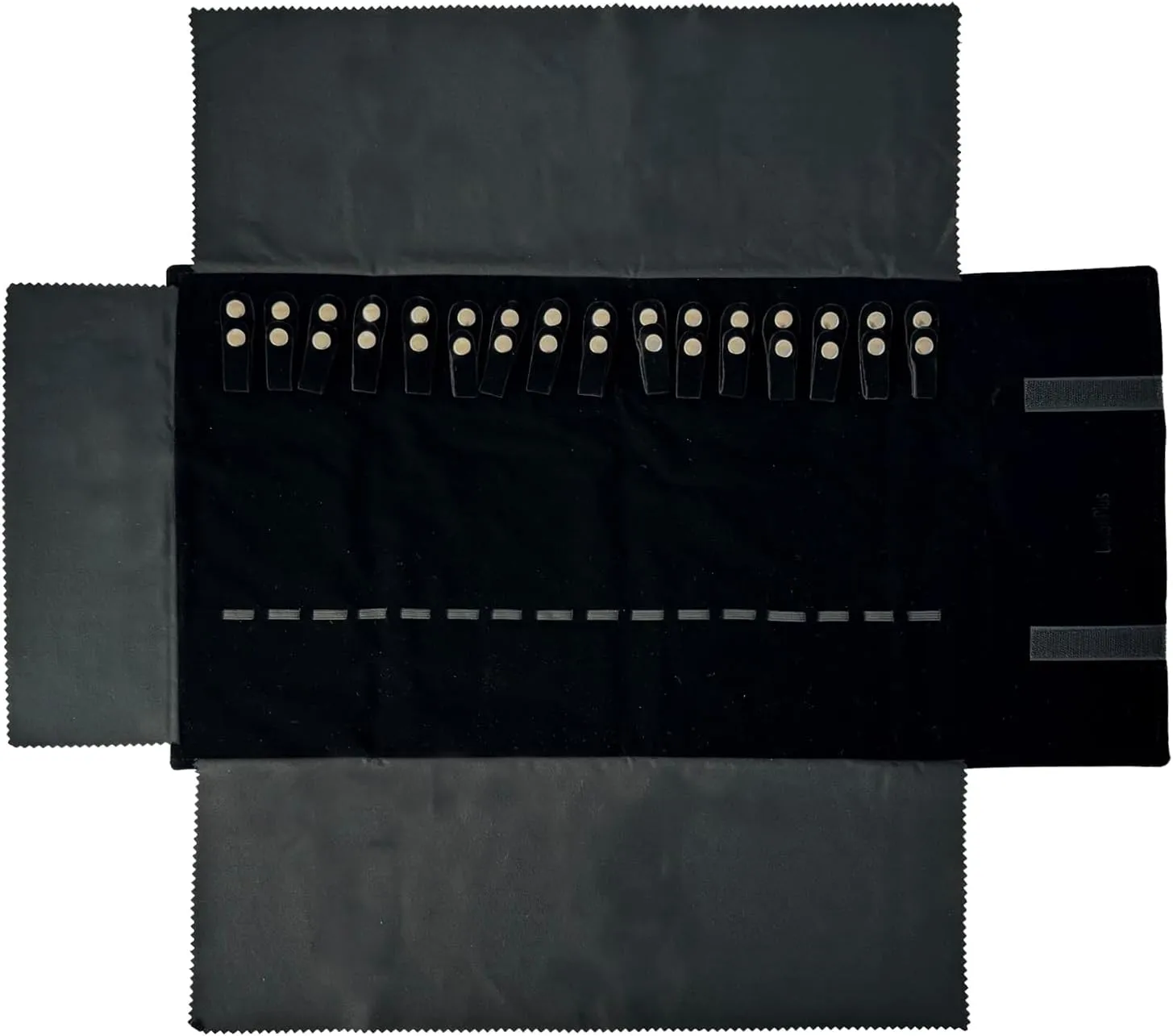 Velvet Travel Jewelry Roll Bag Organizer for Necklace, Elastic Band and Anti-winding, Black