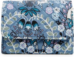 Vera Bradley Women's Cotton Riley Compact Wallet With Rfid Protection, Enchantment Blue, One Size
