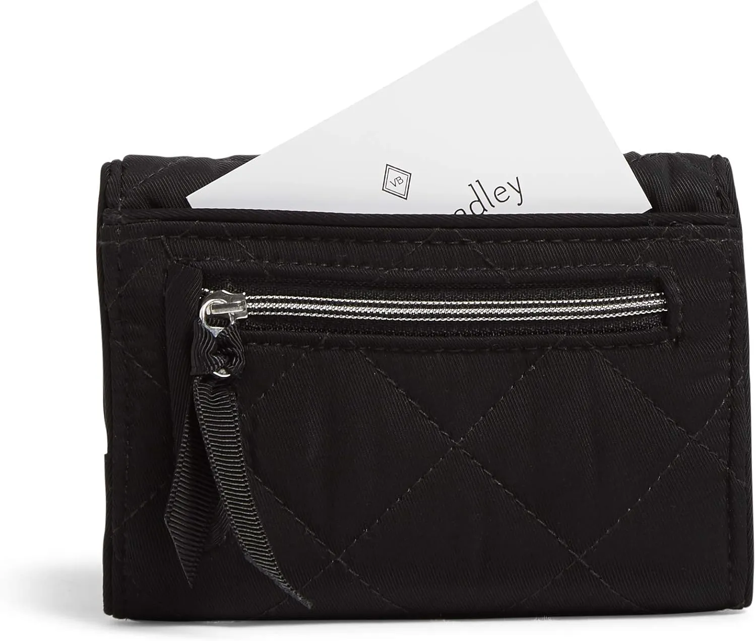 Vera Bradley Women's Performance Twill Riley Compact Wallet With RFID Protection, Black, One Size