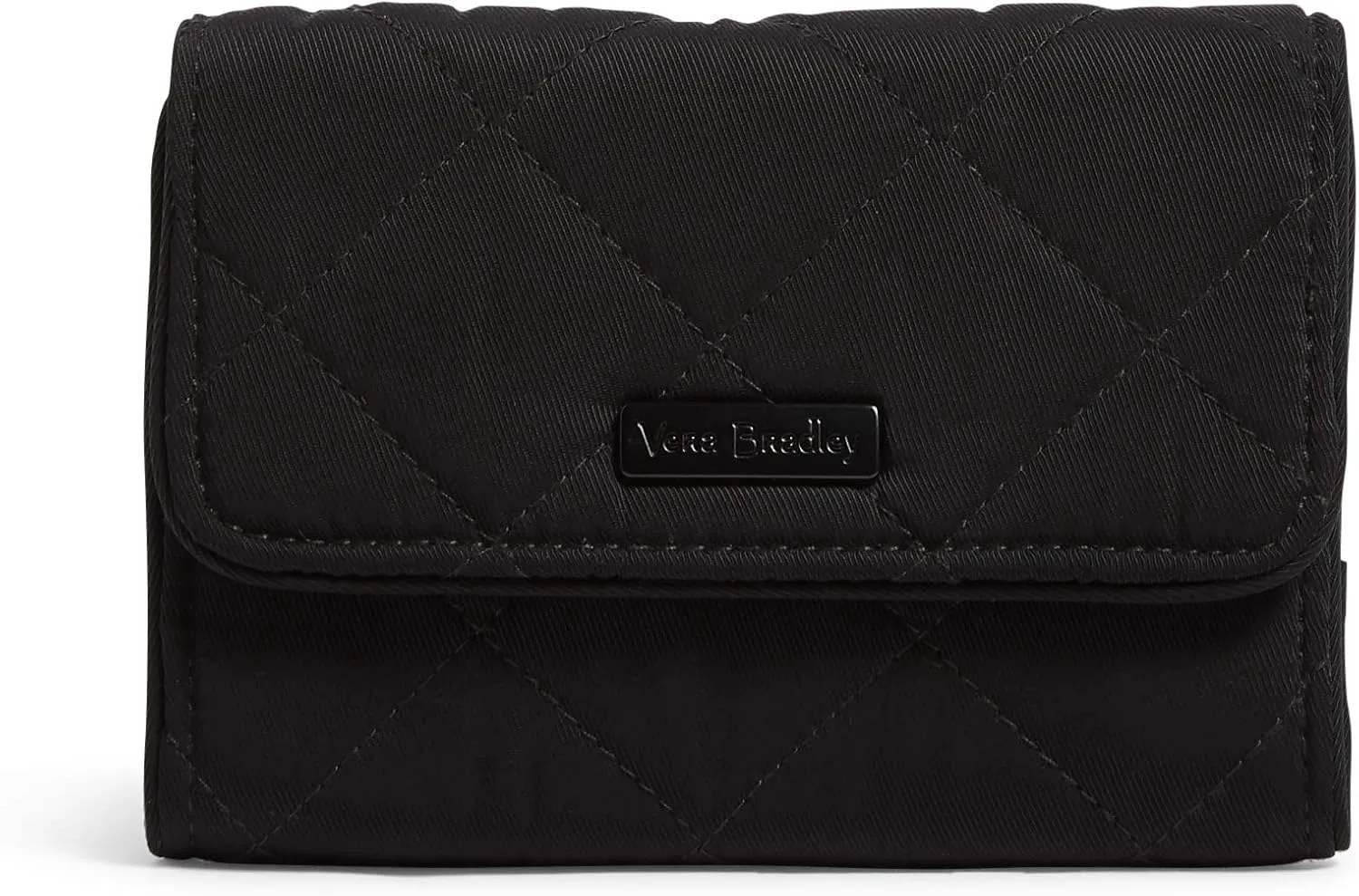 Vera Bradley Women's Performance Twill Riley Compact Wallet With RFID Protection, Black, One Size