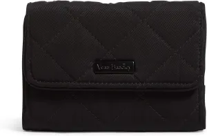 Vera Bradley Women's Performance Twill Riley Compact Wallet With RFID Protection, Black, One Size