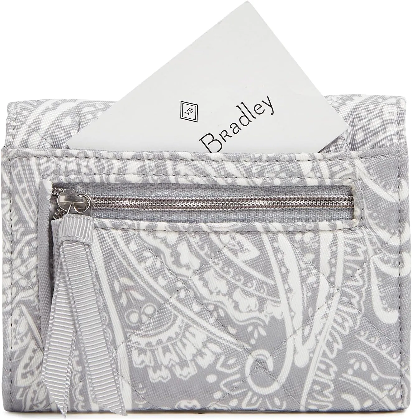 Vera Bradley Women's Performance Twill Riley Compact Wallet with RFID Protection, Cloud Gray Paisley, One Size