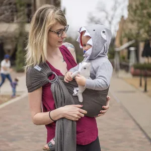 Versatile Water & Warm Weather Ring Sling Baby Carrier | Made in USA with Safety Tested Fabric & Aluminum Rings | Lightweight, Quick Dry & Breathable (Baby Shark, One Size)