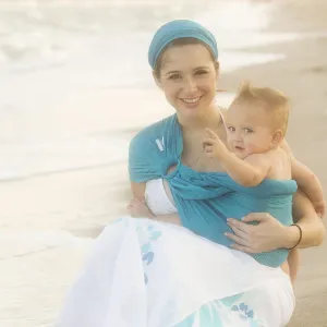 Versatile Water & Warm Weather Ring Sling Baby Carrier | Made in USA with Safety Tested Fabric & Aluminum Rings | Lightweight, Quick Dry & Breathable (Caribbean Blue, One Size)