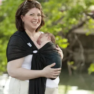 Versatile Water & Warm Weather Ring Sling Baby Carrier | Made in USA with Safety Tested Fabric & Aluminum Rings | Lightweight, Quick Dry & Breathable (Midnight Sky, One Size)