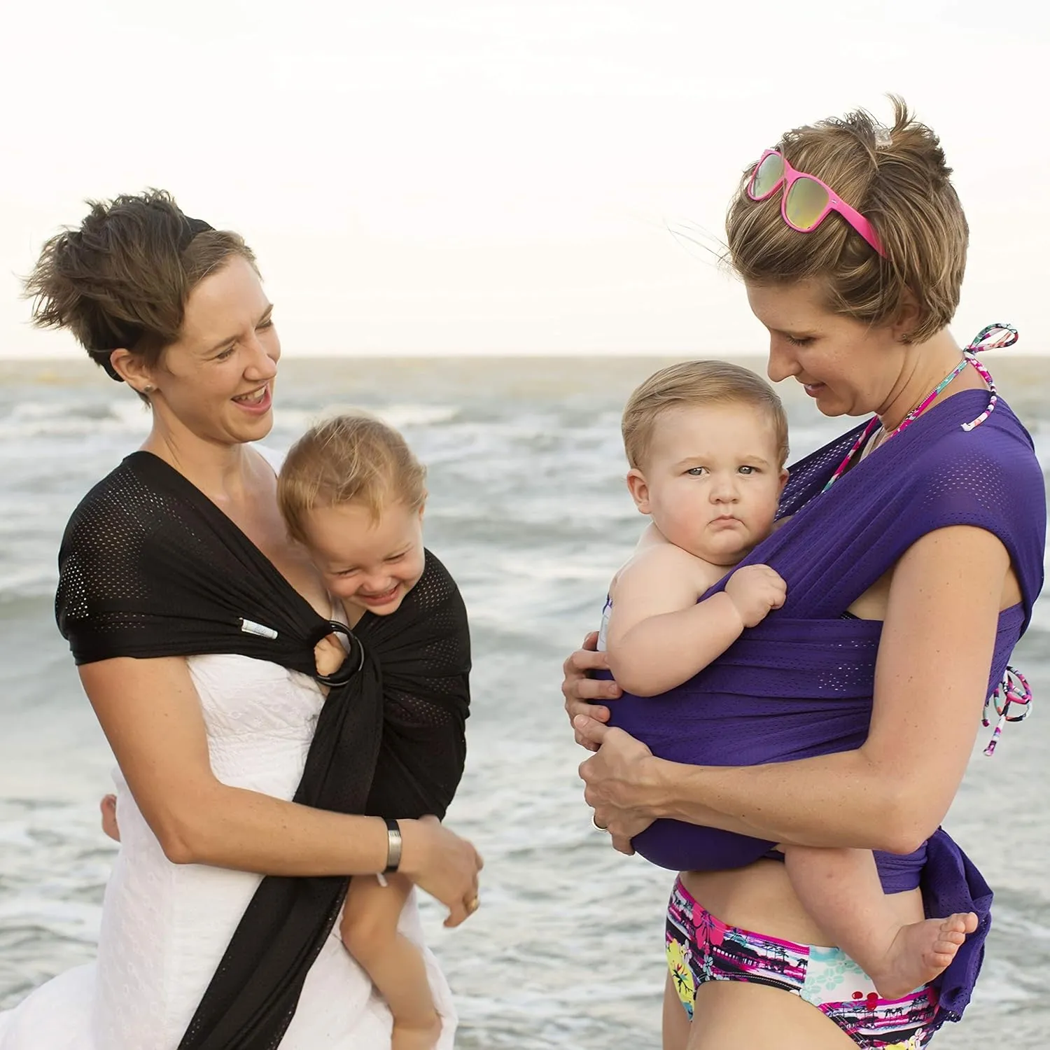 Versatile Water & Warm Weather Ring Sling Baby Carrier | Made in USA with Safety Tested Fabric & Aluminum Rings | Lightweight, Quick Dry & Breathable (Midnight Sky, One Size)