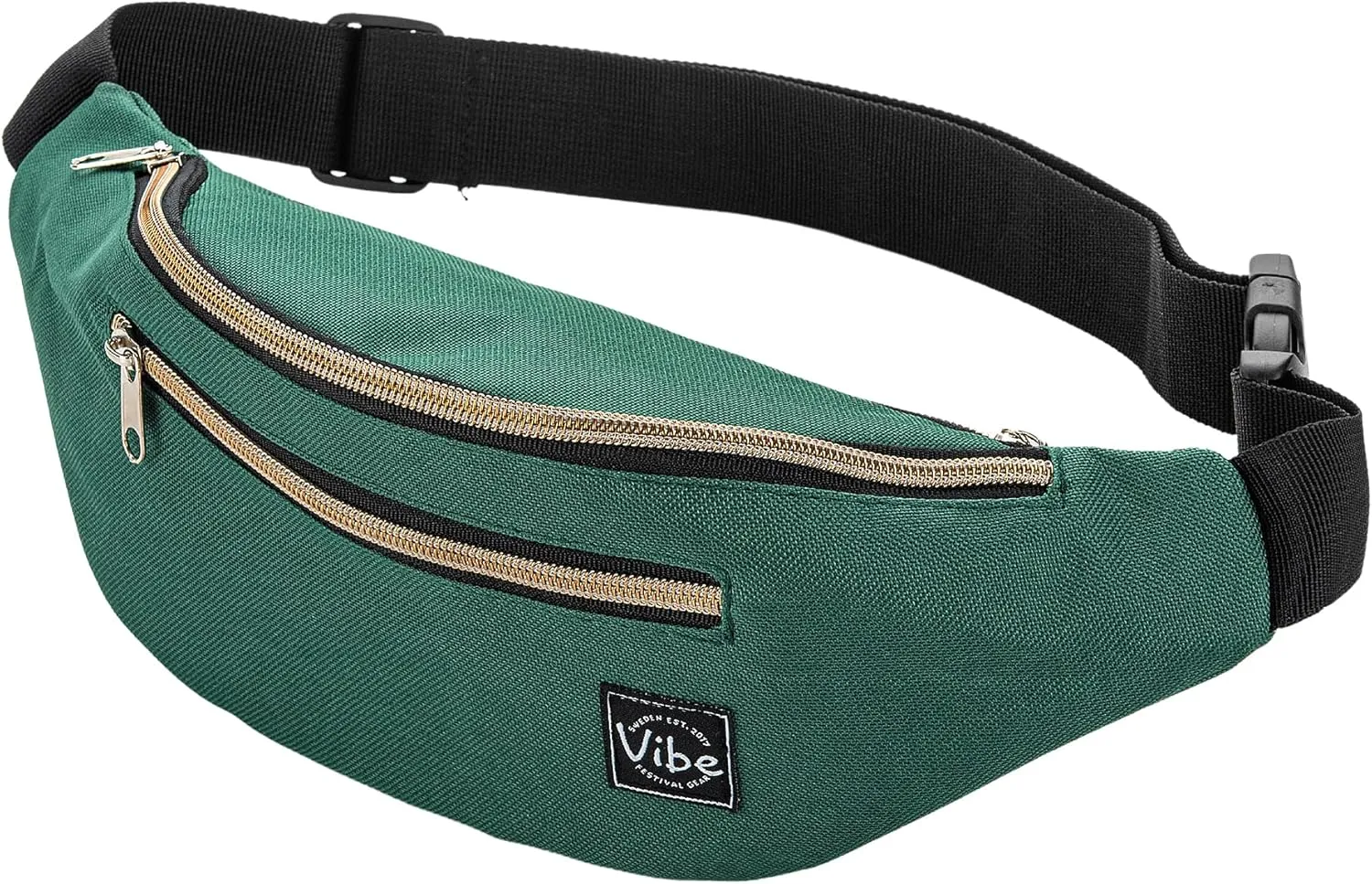 Vibe Festival Gear Fanny Pack for Men Women - Many Prints - Black Holographic Silver Gold Cute Waist Bag for Festival Rave Hiking Running Cycling