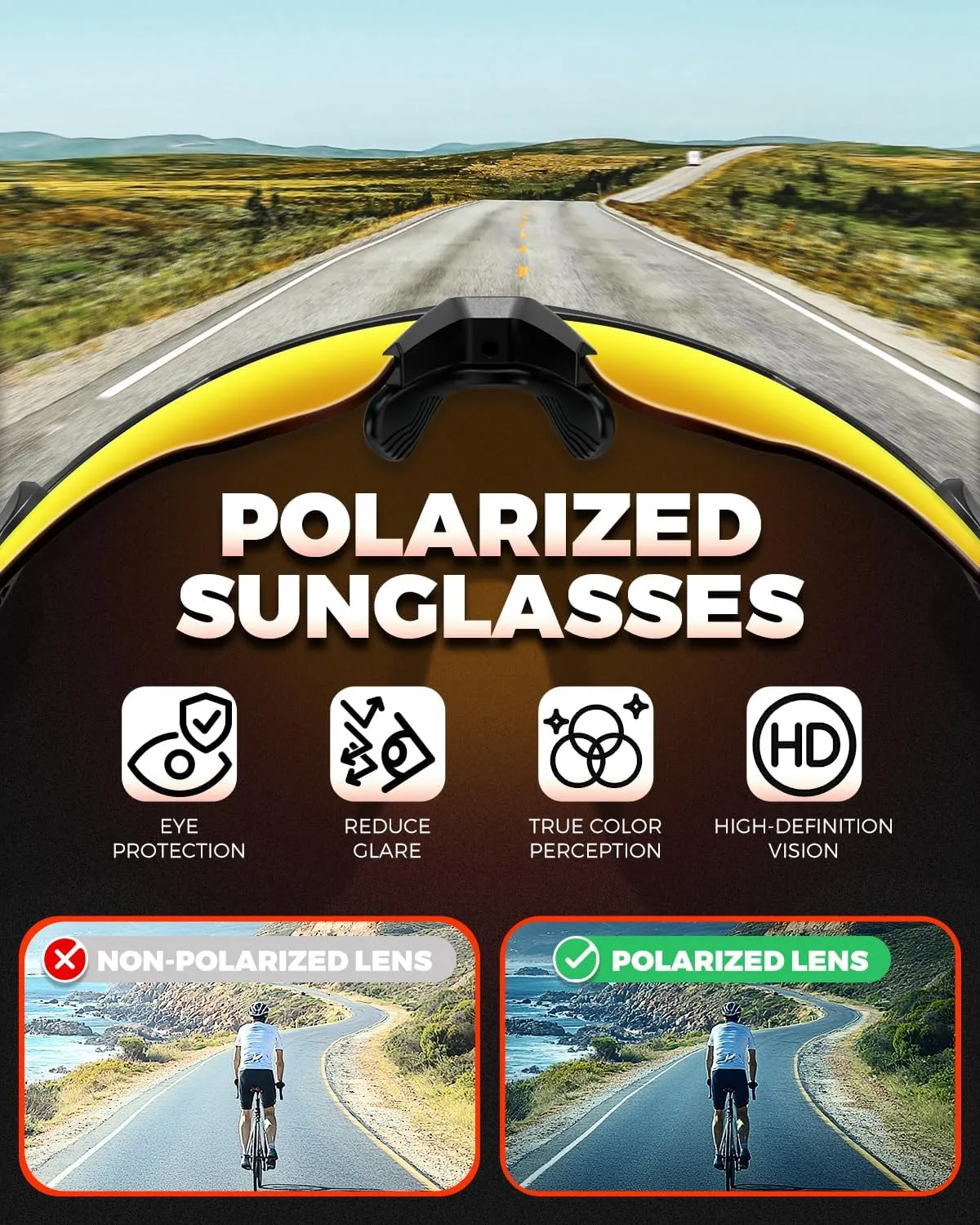 VICTGOAL Cycling Glasses for Men Women with Polarized Lenses UV Protection Cycling Sunglasses TR90 Frame for MTB Bike Glasses