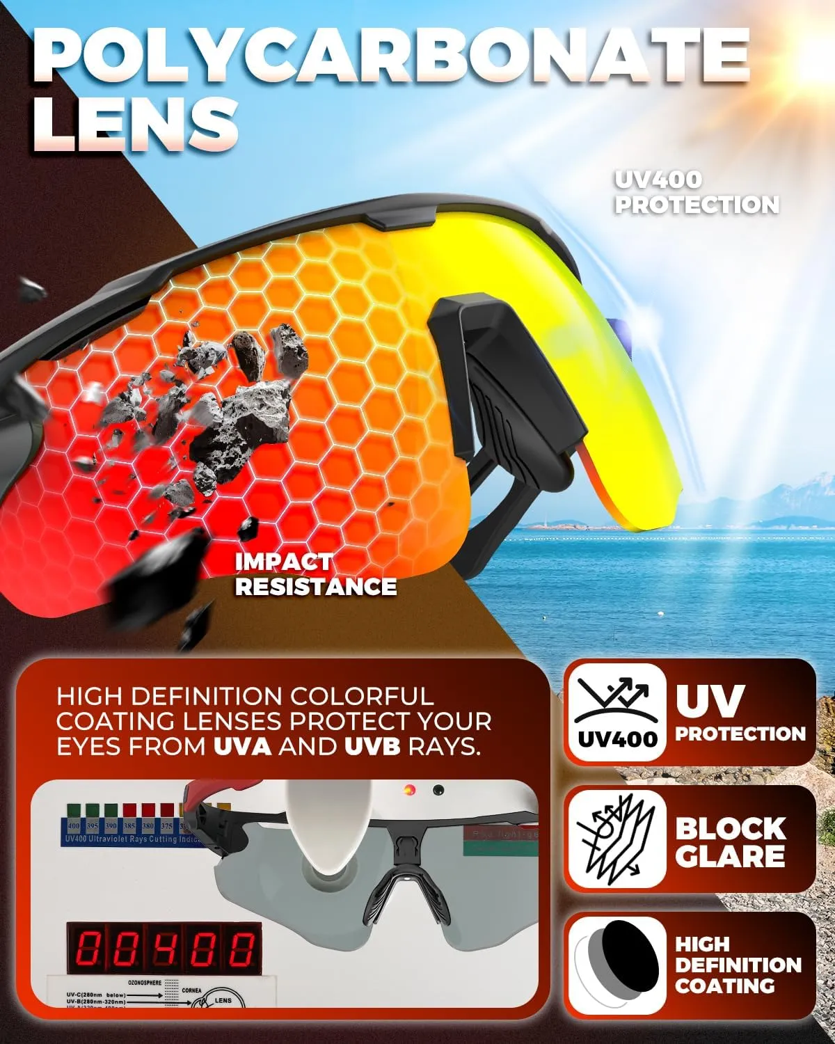 VICTGOAL Cycling Glasses for Men Women with Polarized Lenses UV Protection Cycling Sunglasses TR90 Frame for MTB Bike Glasses