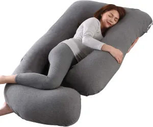 Victostar Pregnancy Pillow,57 inches U Shaped Maternity Pillow with Removable Cover Full Body Pillow Support for Back, HIPS, Legs, Belly (Black Gray)