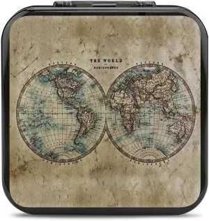 Vintage Eatrh Map Game Memory Card Case Compatible with Switch Storage Organizer 24 Micro SD Cartridge Slots Hard Box