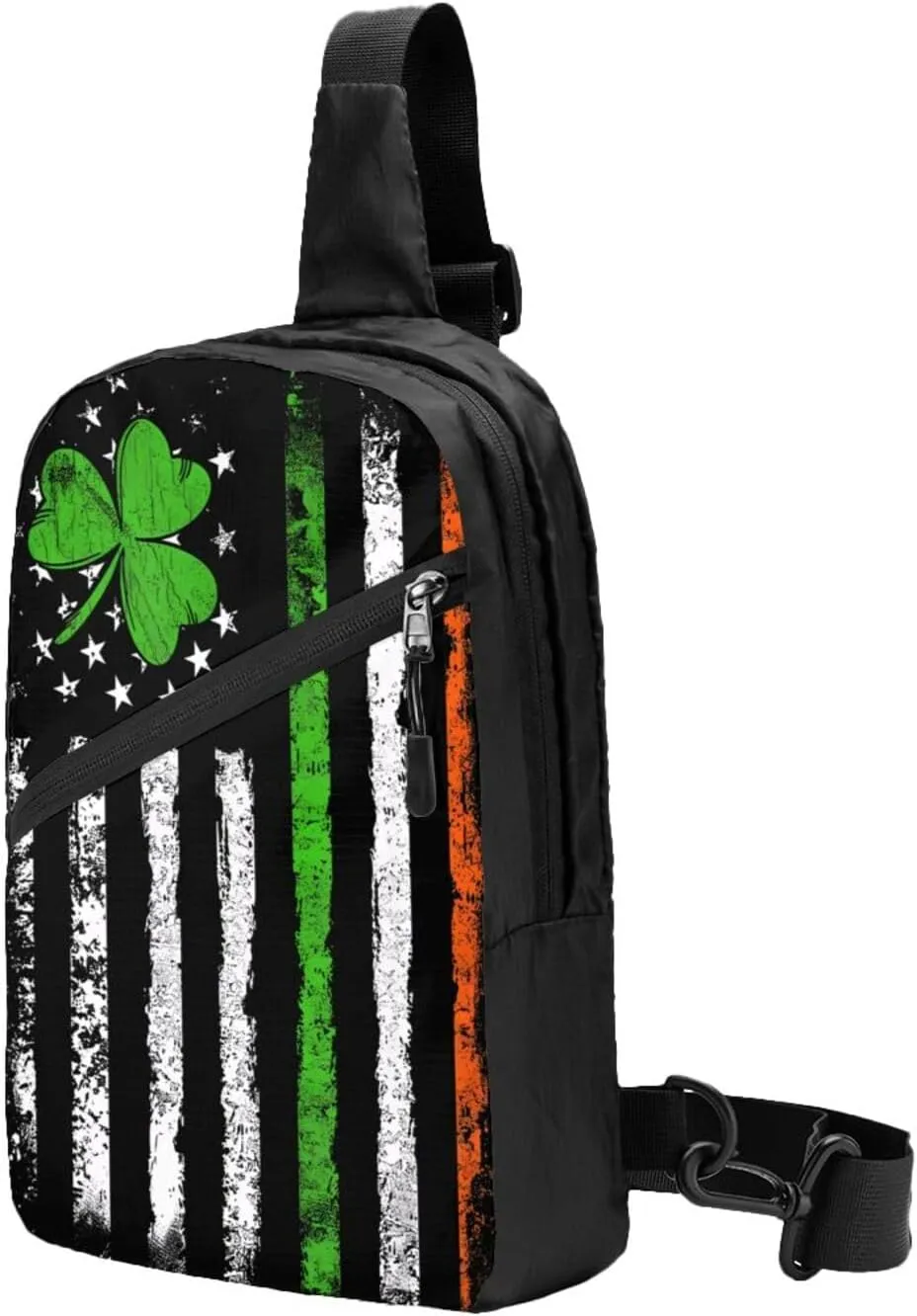 Vintage Irish American Flag Portable Crossbody Bag Foldable Sling Bags Sports Gym Chest Daypack Reusable Shoulder Backpack Casual Diagonally Rucksack Fanny Packs