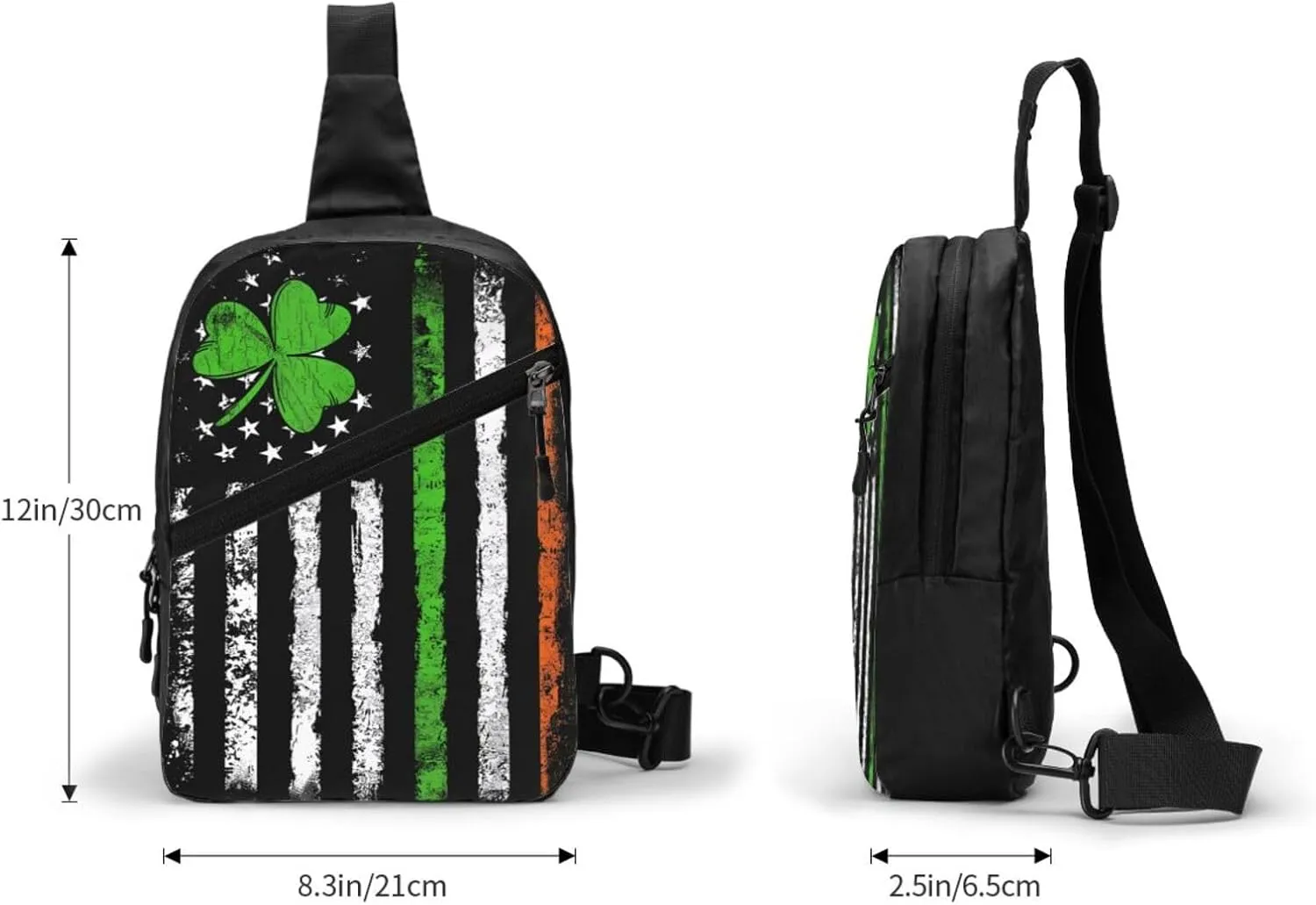 Vintage Irish American Flag Portable Crossbody Bag Foldable Sling Bags Sports Gym Chest Daypack Reusable Shoulder Backpack Casual Diagonally Rucksack Fanny Packs