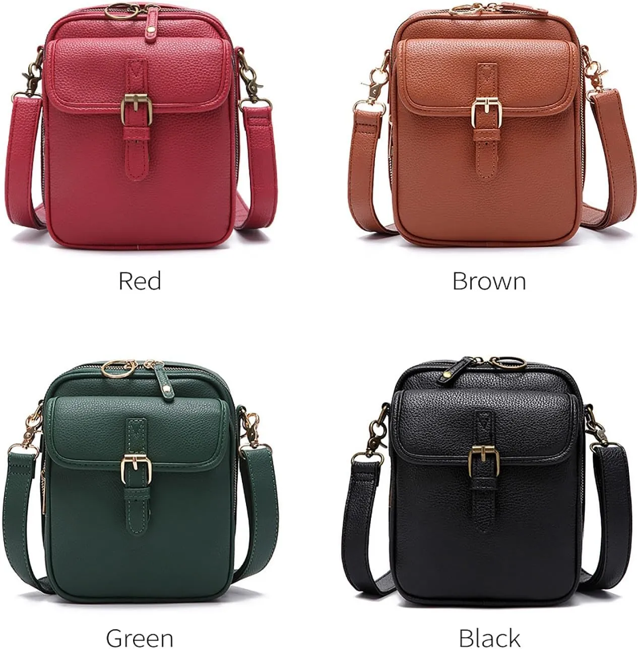 Vintage Leather Messenger Bag for Women & Men, Large Capacity Anti-Theft Crossbody Shoulder Bag with 10 Card Slots, Multi-Use
