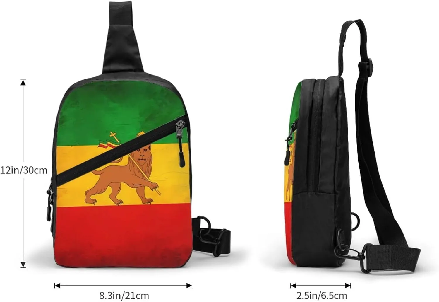 Vintage Old Ethiopia Flag Lion Of Judah Portable Crossbody Bag Foldable Sling Bags Sports Gym Chest Daypack Reusable Shoulder Backpack Casual Diagonally Rucksack Fanny Packs