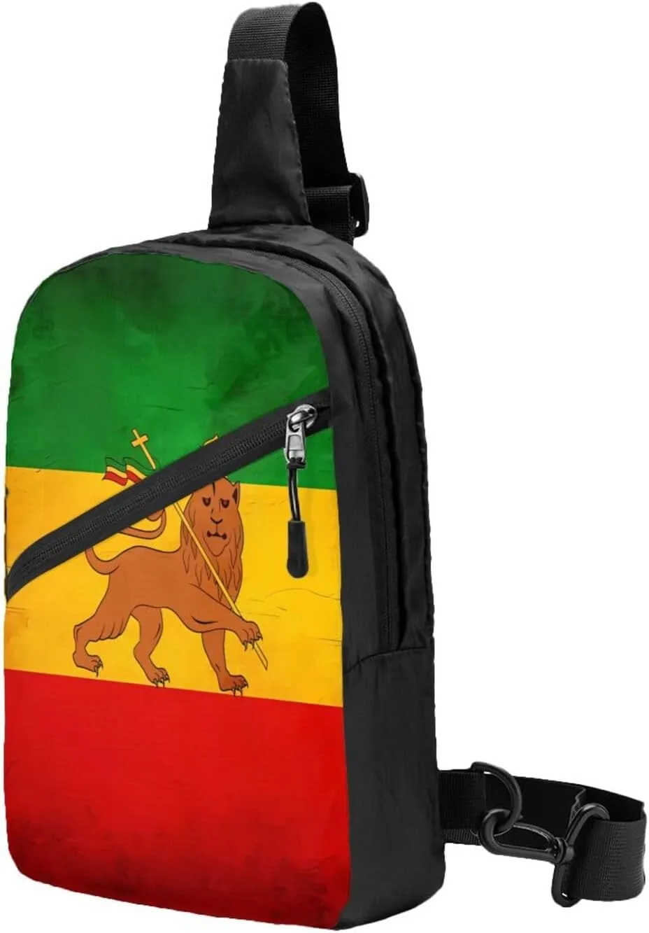 Vintage Old Ethiopia Flag Lion Of Judah Portable Crossbody Bag Foldable Sling Bags Sports Gym Chest Daypack Reusable Shoulder Backpack Casual Diagonally Rucksack Fanny Packs