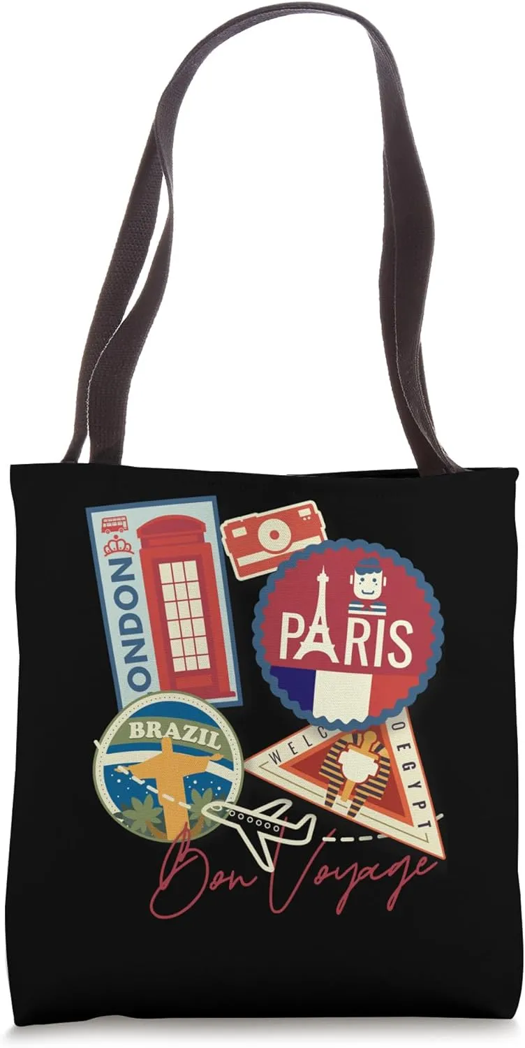 Vintage Travel Stamp Voyaging Collections for Wanderers Tote Bag