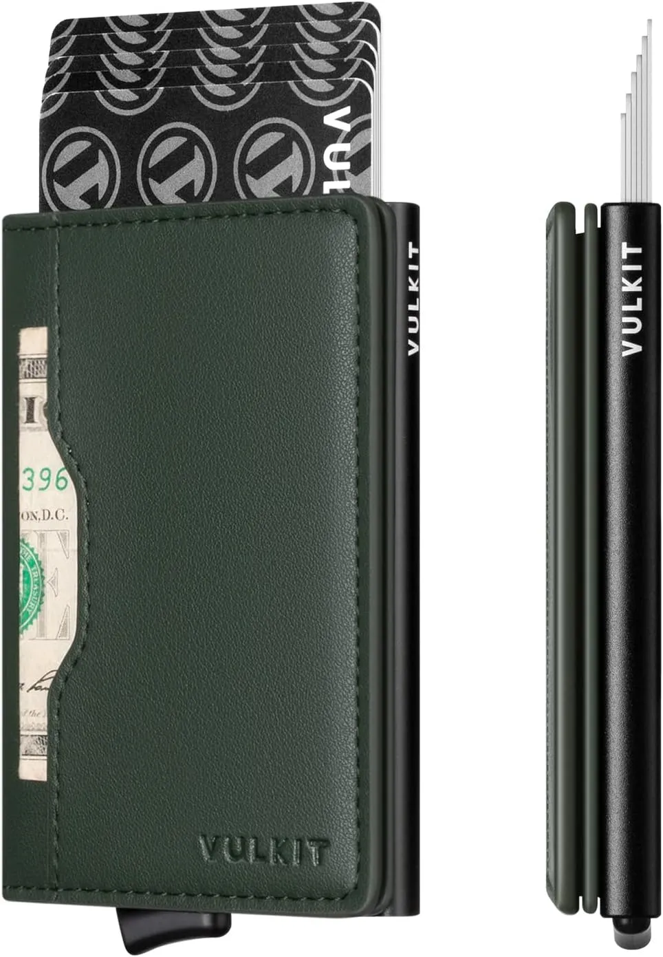 VULKIT Slim Pop up Wallet for Women Minimalist Credit Card Holder with Leather Slots Men's Bifold RFID Blocking Metal Wallets