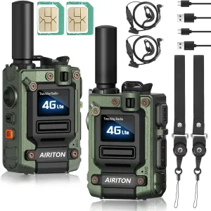 Walkie Talkies Fast Radio Unlimited Range Nationwide 4G Long Distance 5000 Miles Handheld POC Two Way Radio Push to Talk Over Cellular Radio Long Range Walkie Talkie for Group(2 Units with SIM Card)