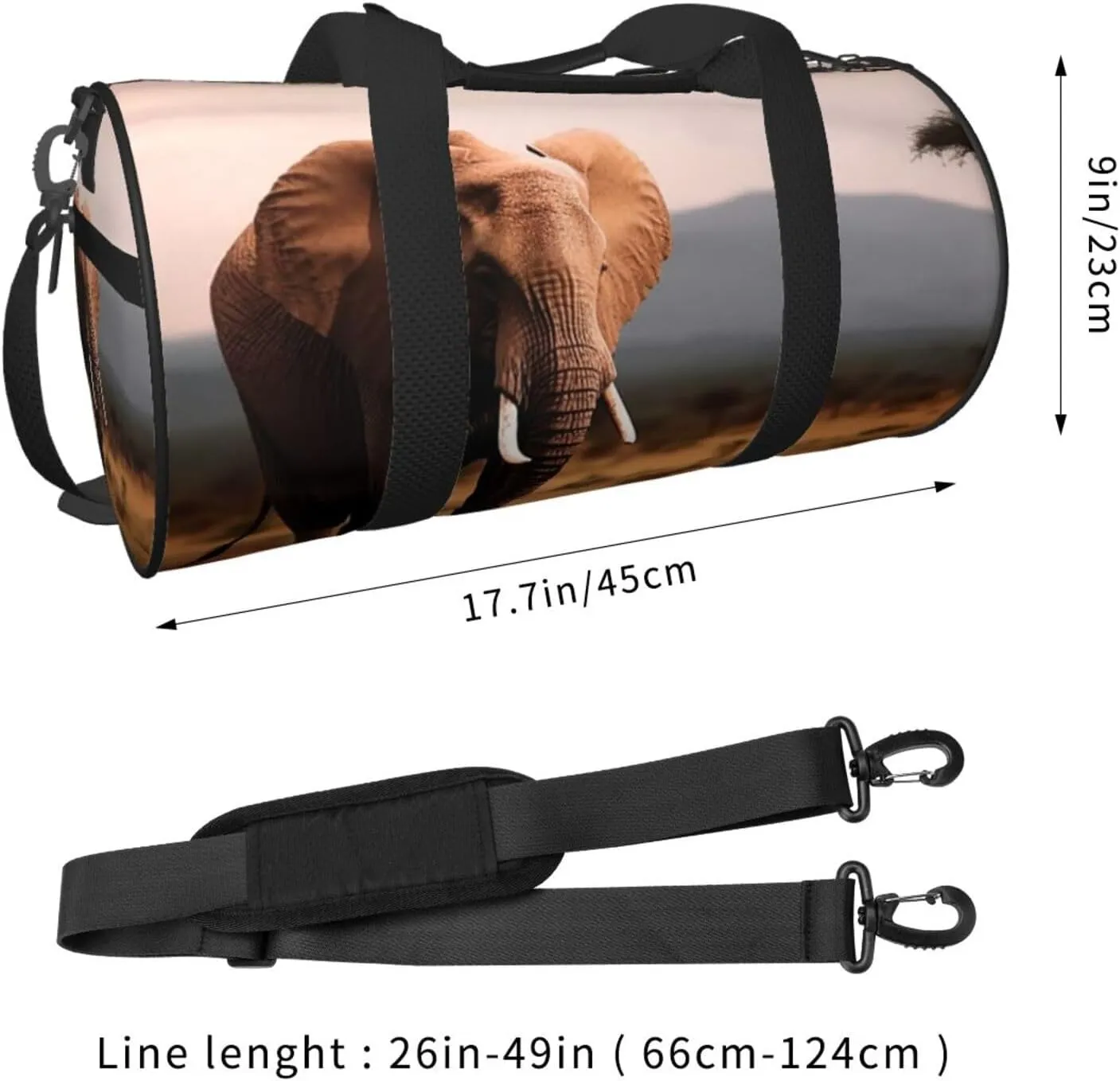 Walking Elephant Travel Duffle Bag for Men Women Sport Gym Bag Foldable Weekender Bag Carry on Overnight Bag for Travel Swimming Basketball