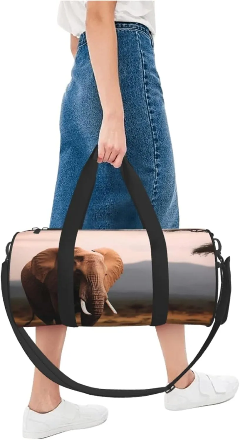 Walking Elephant Travel Duffle Bag for Men Women Sport Gym Bag Foldable Weekender Bag Carry on Overnight Bag for Travel Swimming Basketball