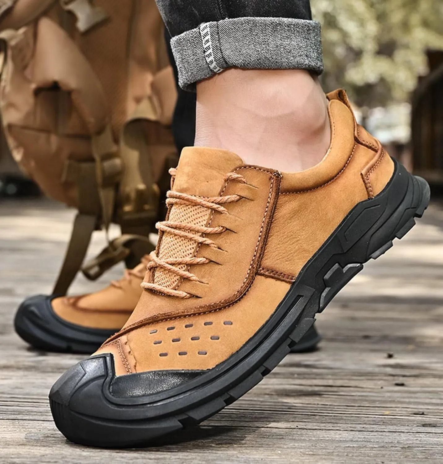 Walking Shoes Mens Hiking Shoes Trekking Hiking Shoes Comfortable Outdoor Leather Shoes
