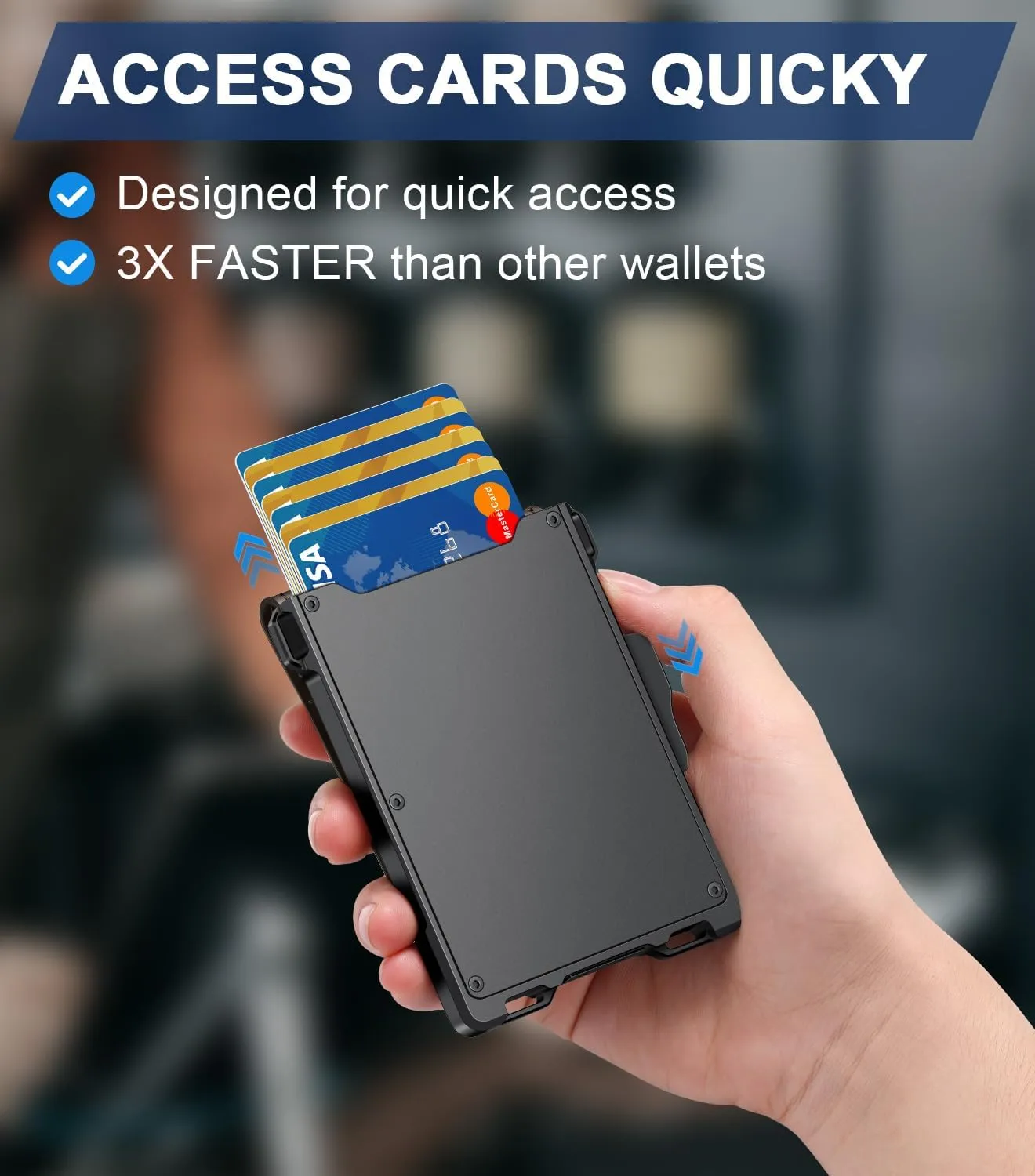 Wallet for Men, Minimalist Slim Mens Wallet with Money Clip, RFID Blocking Smart Pop Up Card Wallet with ID Window, Compact Bifold Wallet, Metal Aluminum Credit Card Holder（Coffee）