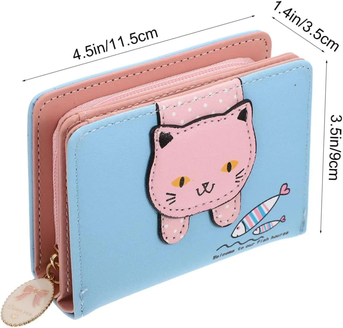 Wallet Funny Cat Pattern Small Coin Pouch Portable Card Bag for Women Change Storage Holder