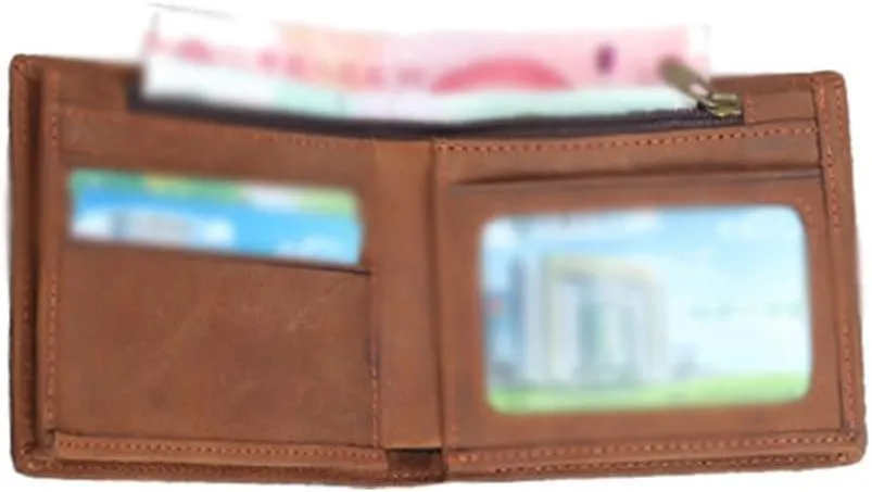 Wallet Zipper Multi-Slot Vintage Clutch Purse Coin Purse Wallet Casual Leather(E)