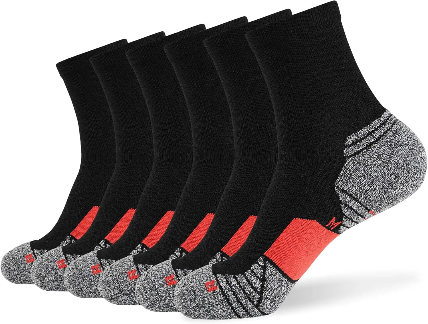WANDER Men's Athletic Ankle Socks 6 Pairs Running Socks for Sport Low Cut Cycling Socks 6-9/10-12/12-14