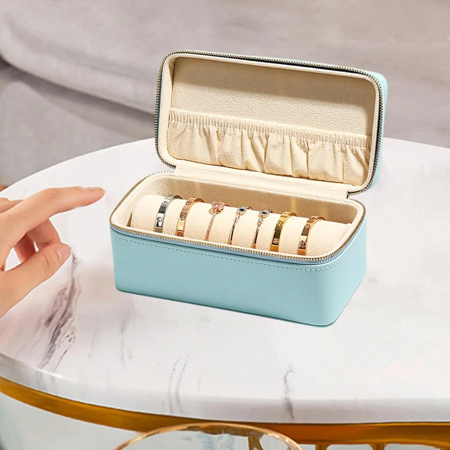 Watch Storage Box Jewelry Box Jade Bracelet Bracelet Case Bangle Box for Retail Stores Birthday Engagement Dresser Wedding, Blue