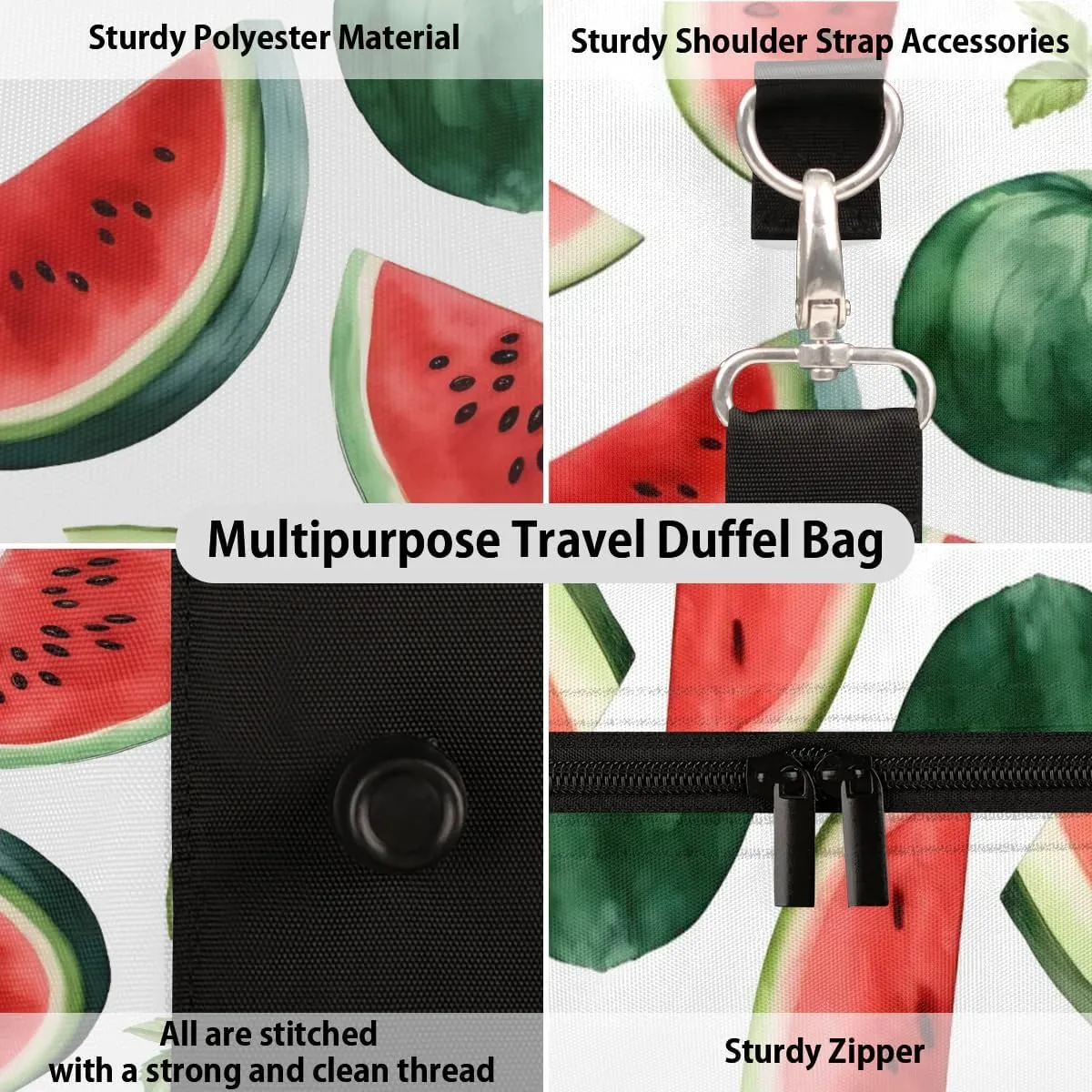 Watermelon Fruit Pattern Travel Duffel Bag for Women Men Waterproof Foldable Overnight Weekender Bag Large Capacity Sports Gym Bag